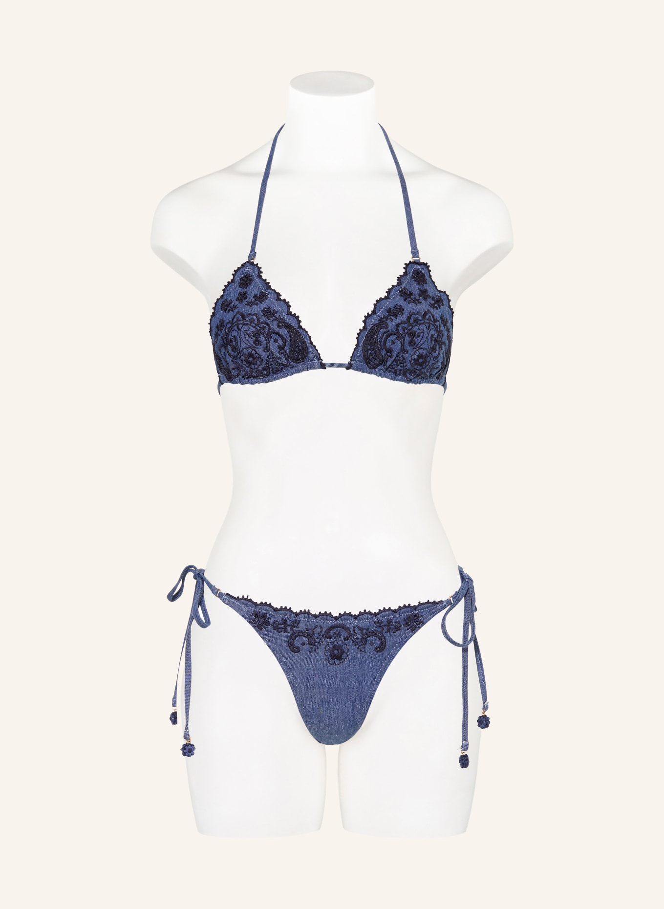 ZIMMERMANN Trojúhelníkové bikiny ASTER DENIM: MODRÁ / TMAVĚ MODRÁ