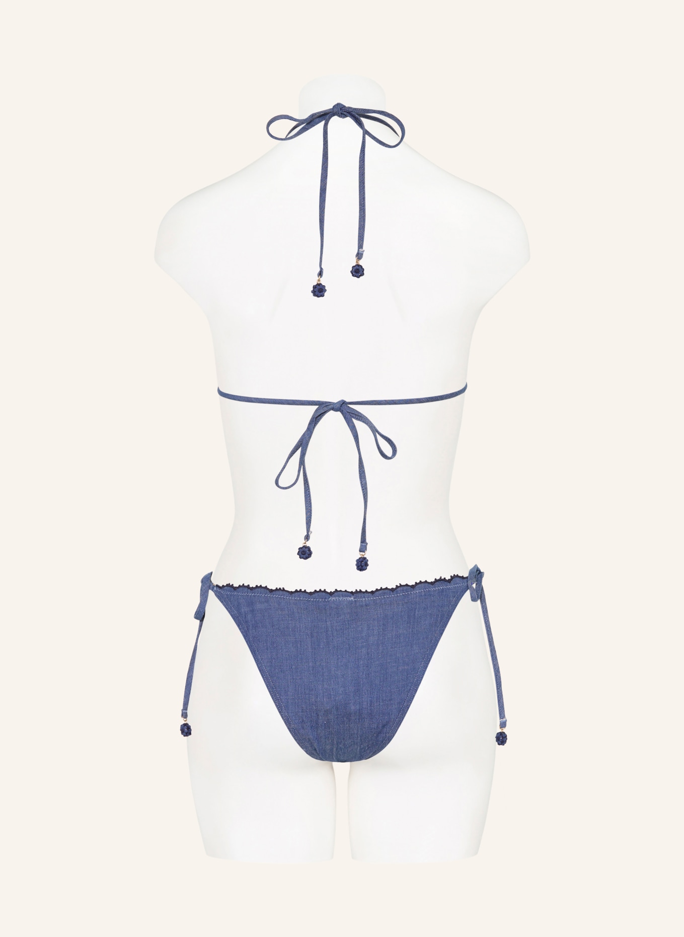 ZIMMERMANN Trojúhelníkové bikiny ASTER DENIM: MODRÁ / TMAVĚ MODRÁ