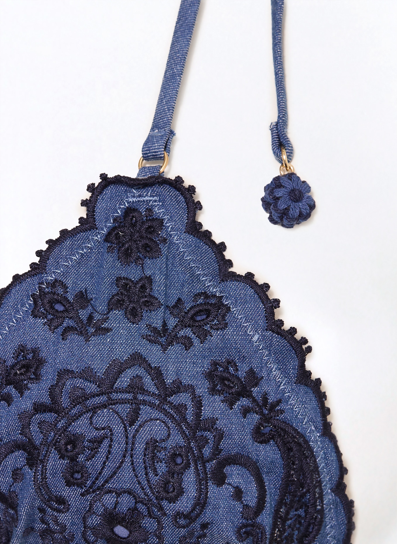 ZIMMERMANN Trojúhelníkové bikiny ASTER DENIM: MODRÁ / TMAVĚ MODRÁ