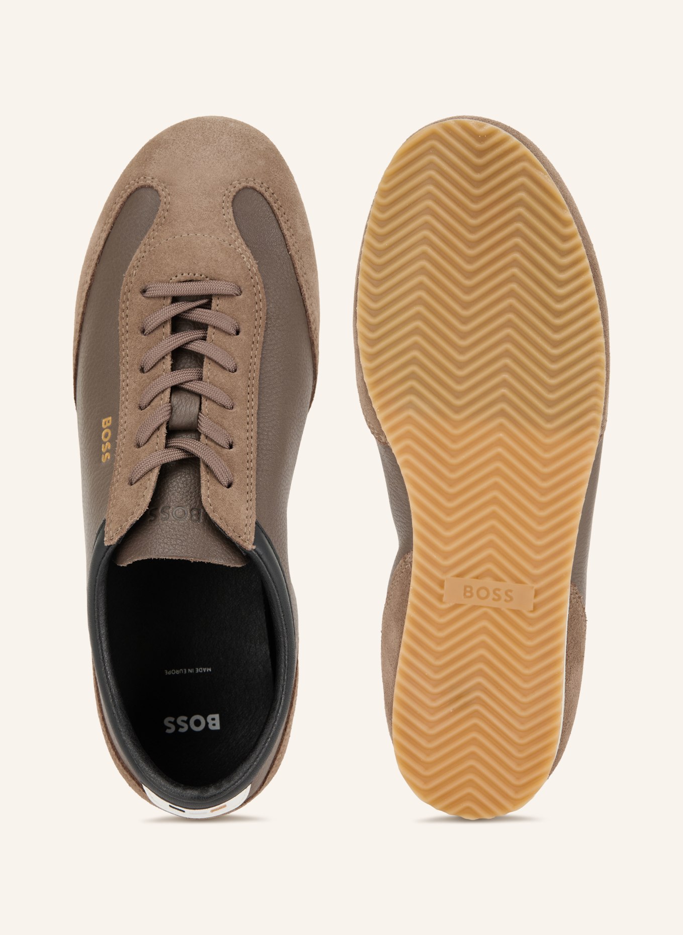 BOSS Sneakerki LINEOR: SZAROBRĄZOWY / BIAŁY / CZARNY