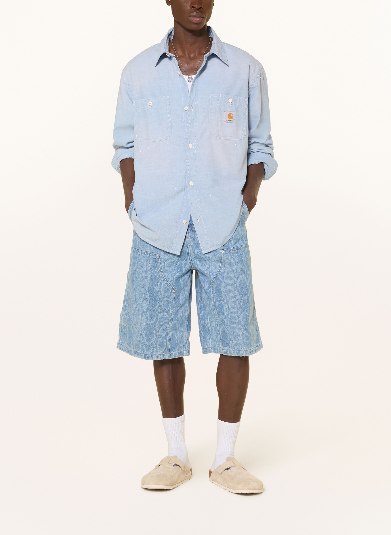 carhartt WIP Jeanshemd PAINTER Comfort Fit: HELLBLAU / WEISS