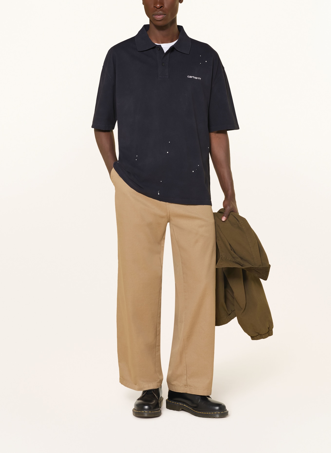 carhartt WIP Piqué-Poloshirt PAINTER: DUNKELBLAU / WEISS