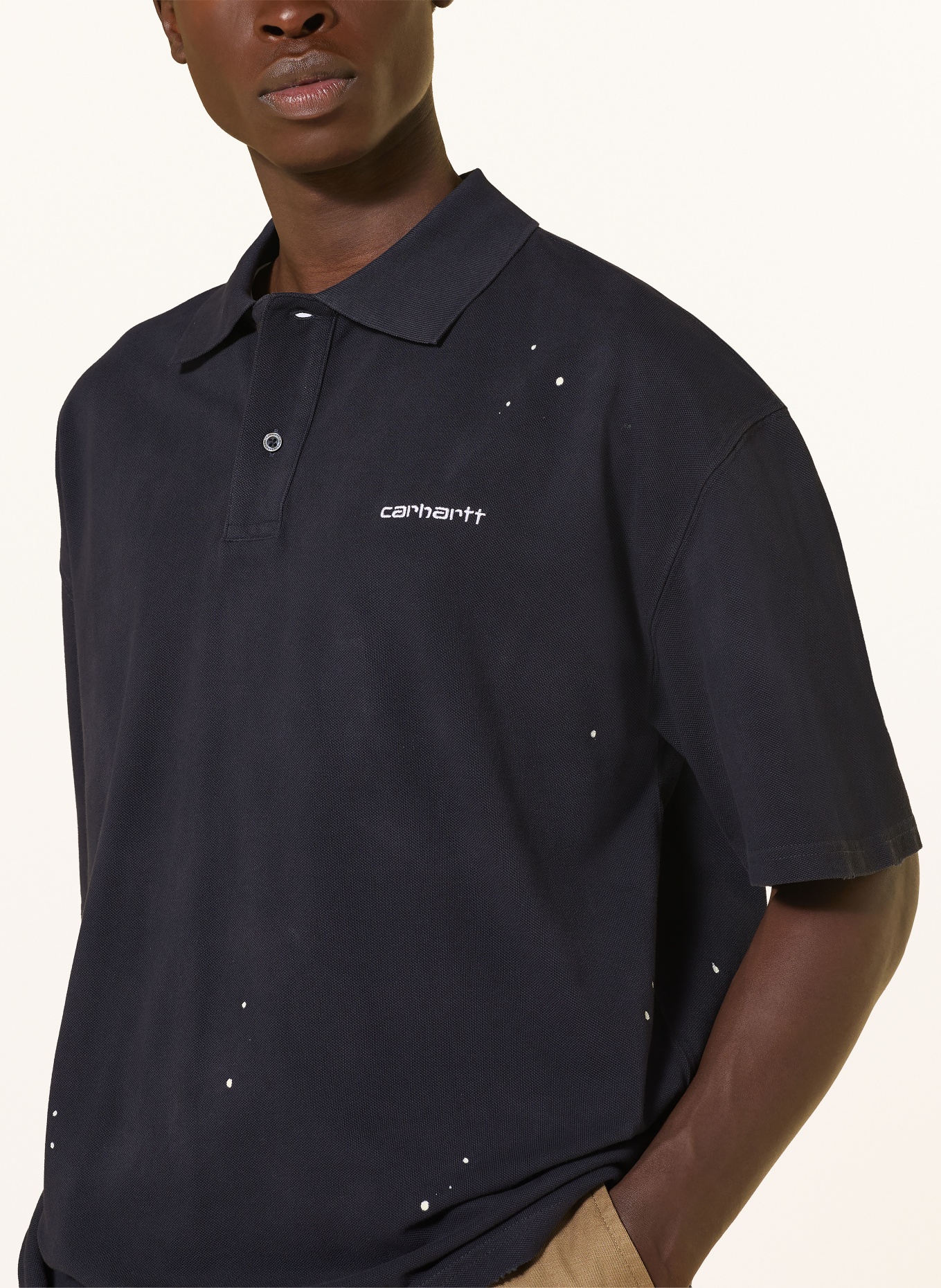 carhartt WIP Piqué-Poloshirt PAINTER: DUNKELBLAU / WEISS