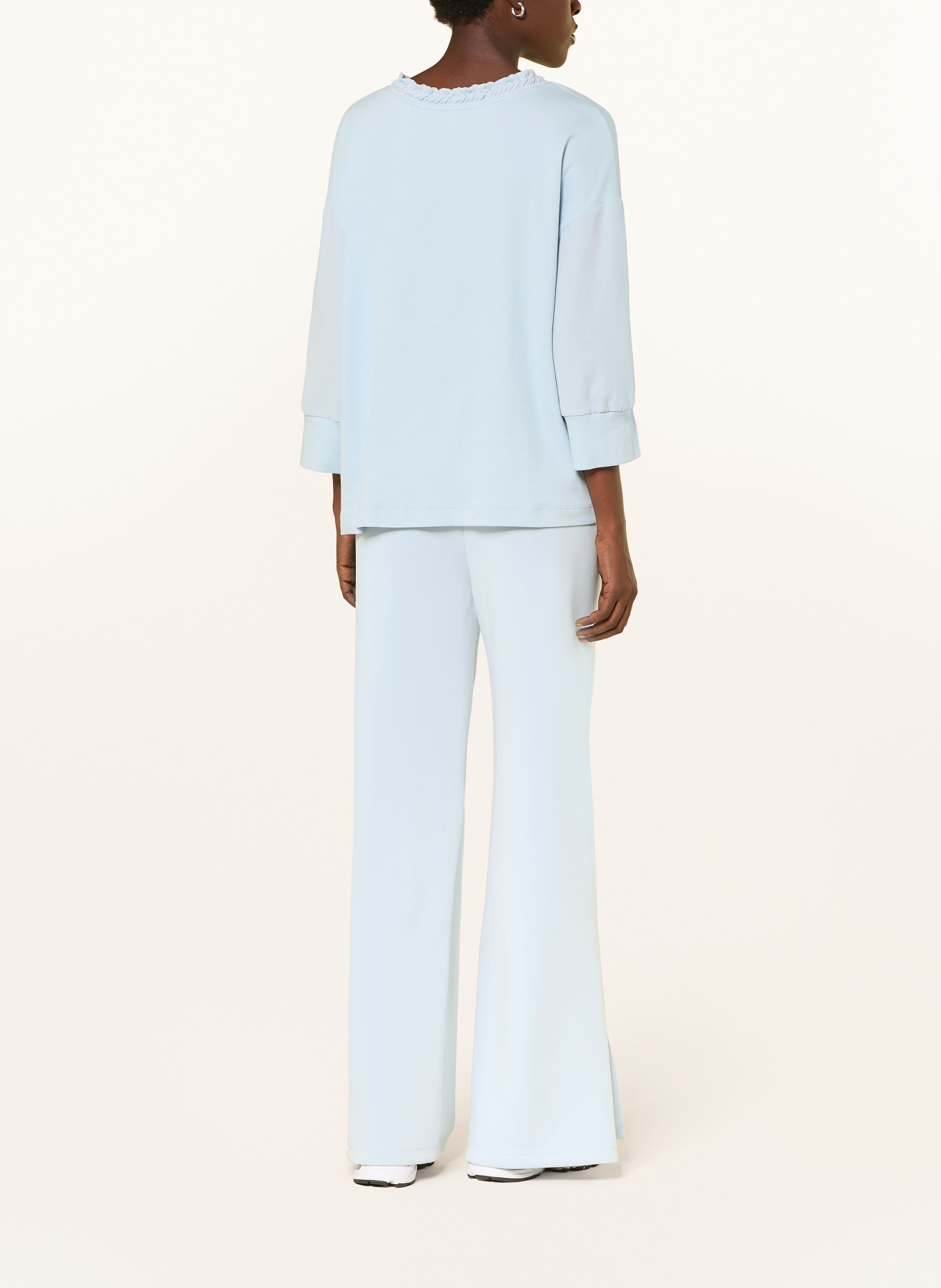 MARC CAIN Blus i materialmix med 3/4-ärmar: 318 niagara mist