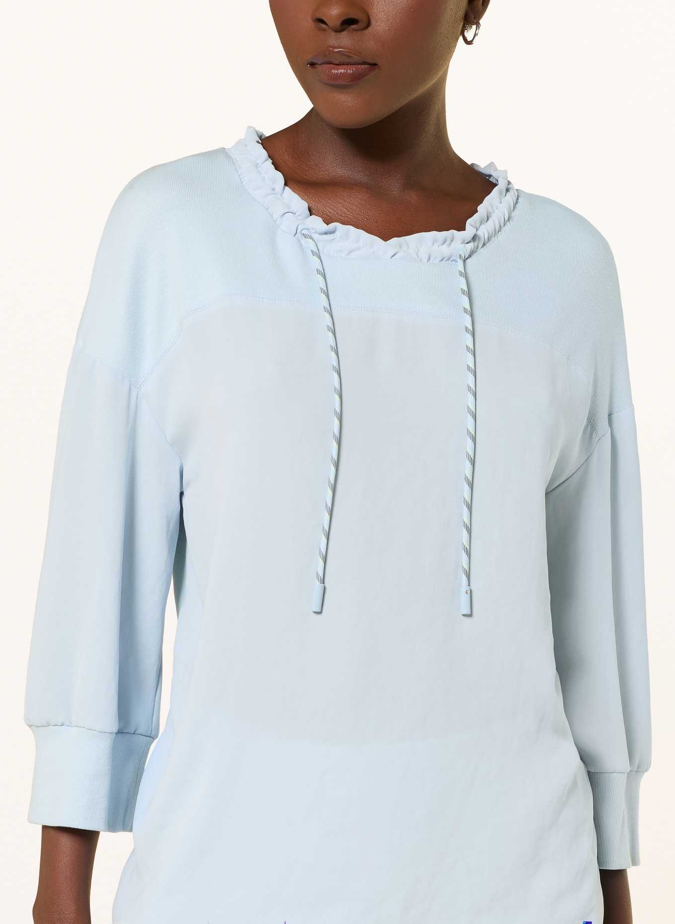 MARC CAIN Blus i materialmix med 3/4-ärmar: 318 niagara mist