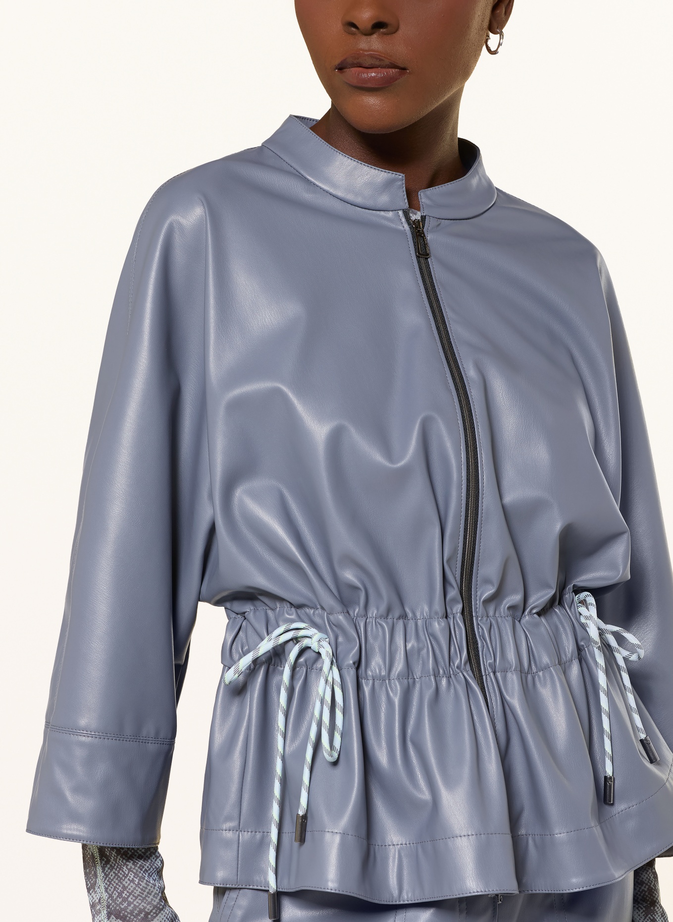 MARC CAIN Jacke in Lederoptik mit 3/4-Arm: 380 grisaille