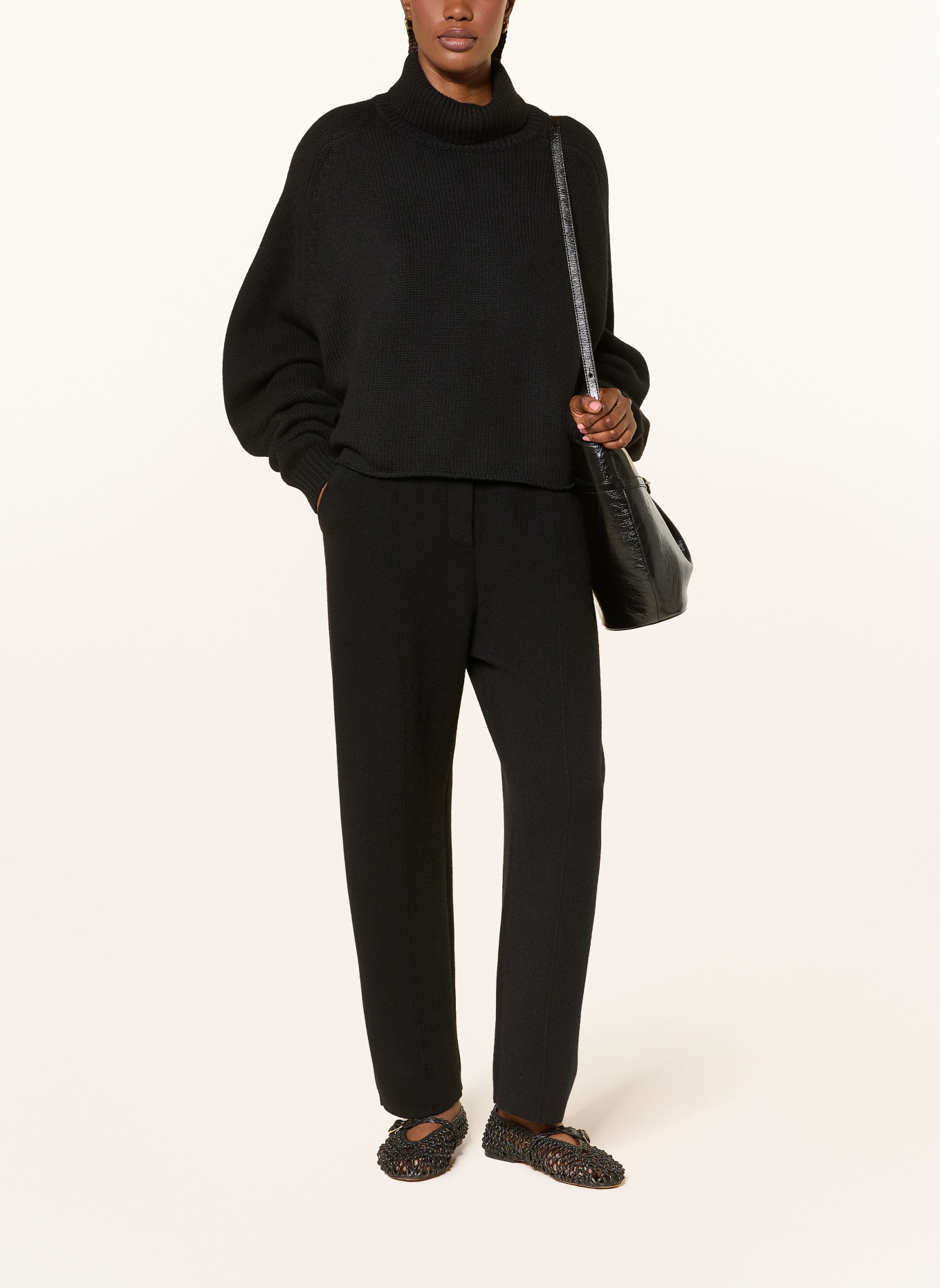 LISA YANG WRENDA cashmere knit pants: BLACK