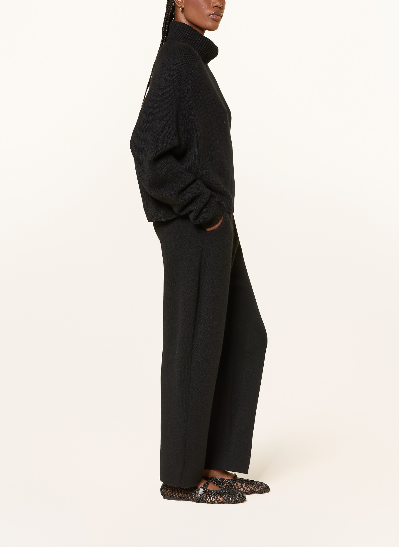 LISA YANG WRENDA cashmere knit pants: BLACK