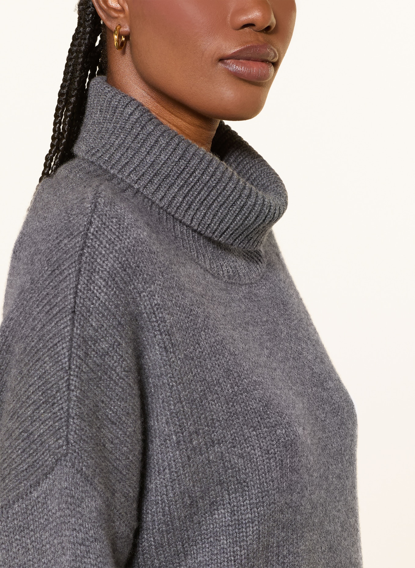 LISA YANG Rollkragenpullover ZERLINA aus Cashmere: DUNKELGRAU