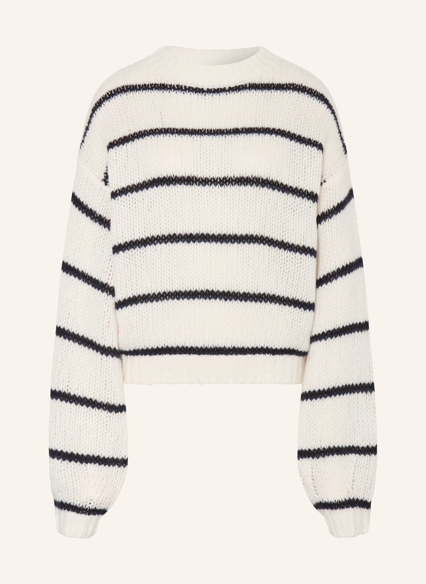 LISA YANG SABELLE Sweater with Cashmere: WHITE / DARK BLUE