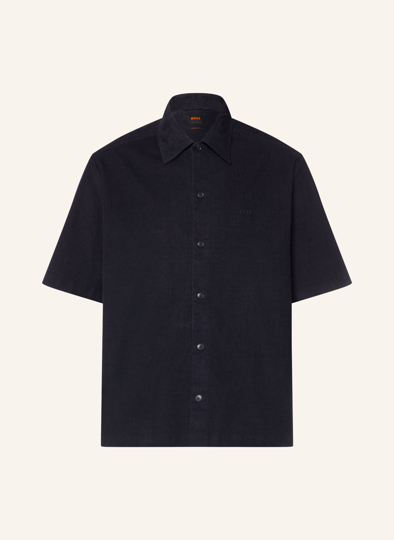 BOSS LAKITH Relaxed Fit Short-Sleeve Corduroy Shirt: DARK BLUE