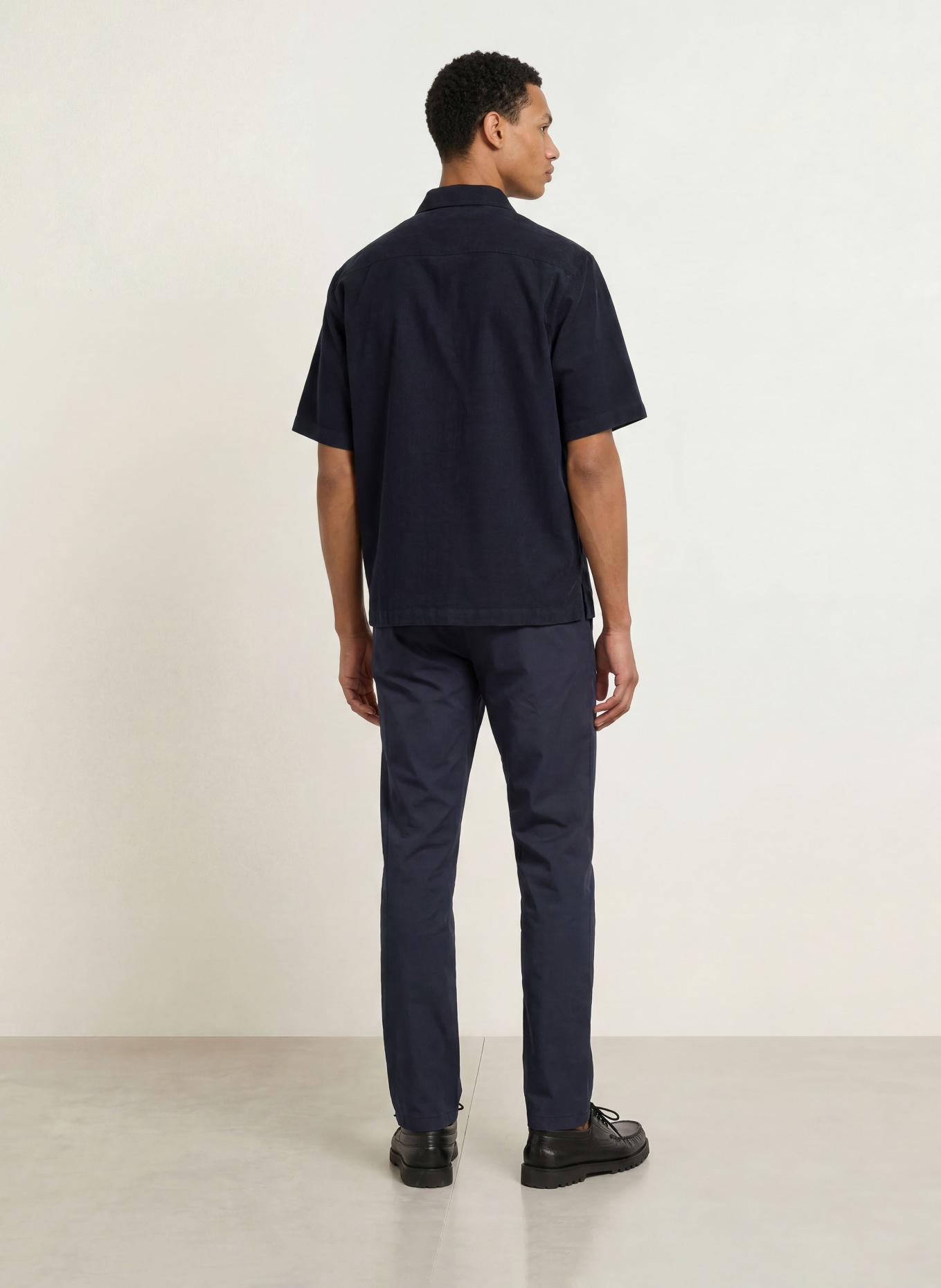 BOSS LAKITH Relaxed Fit Short-Sleeve Corduroy Shirt: DARK BLUE
