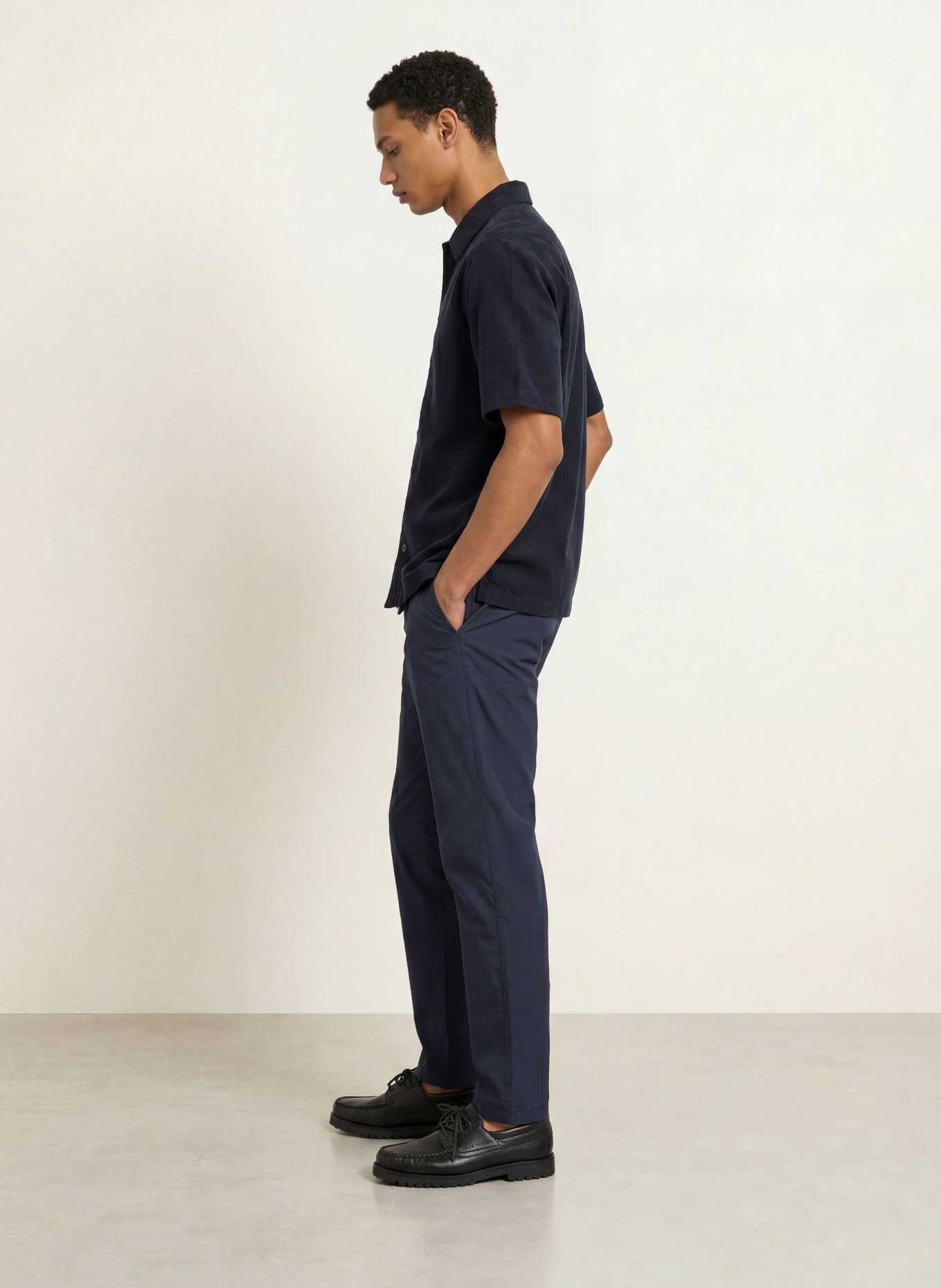 BOSS LAKITH Relaxed Fit Short-Sleeve Corduroy Shirt: DARK BLUE