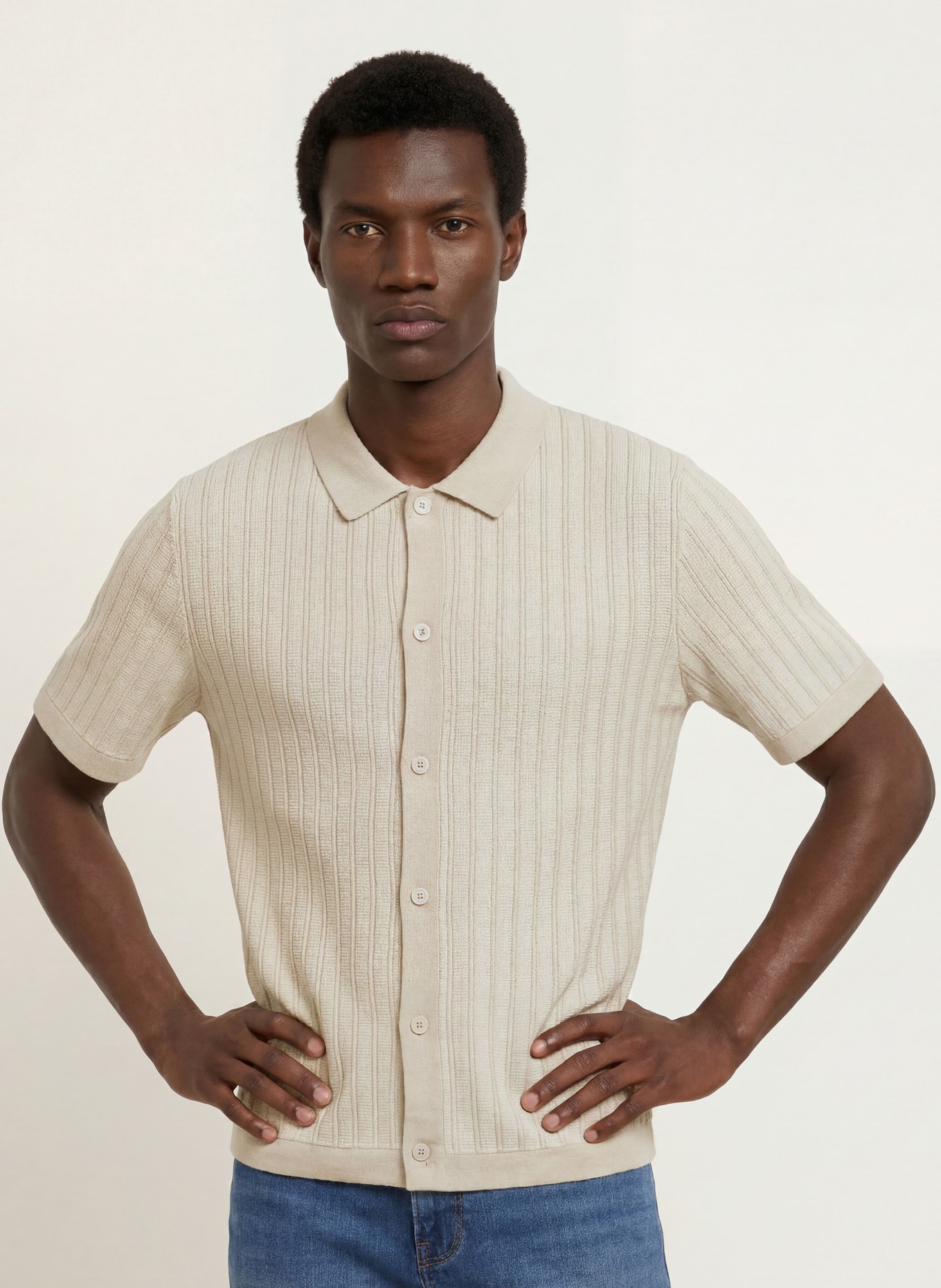 BOSS KODD Regular Fit Knit Shirt: BEIGE