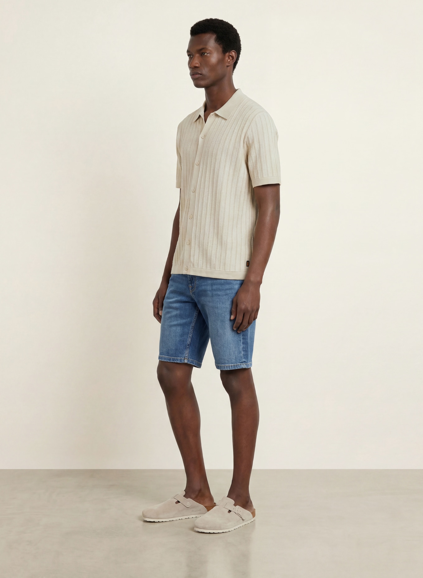 BOSS KODD Regular Fit Knit Shirt: BEIGE