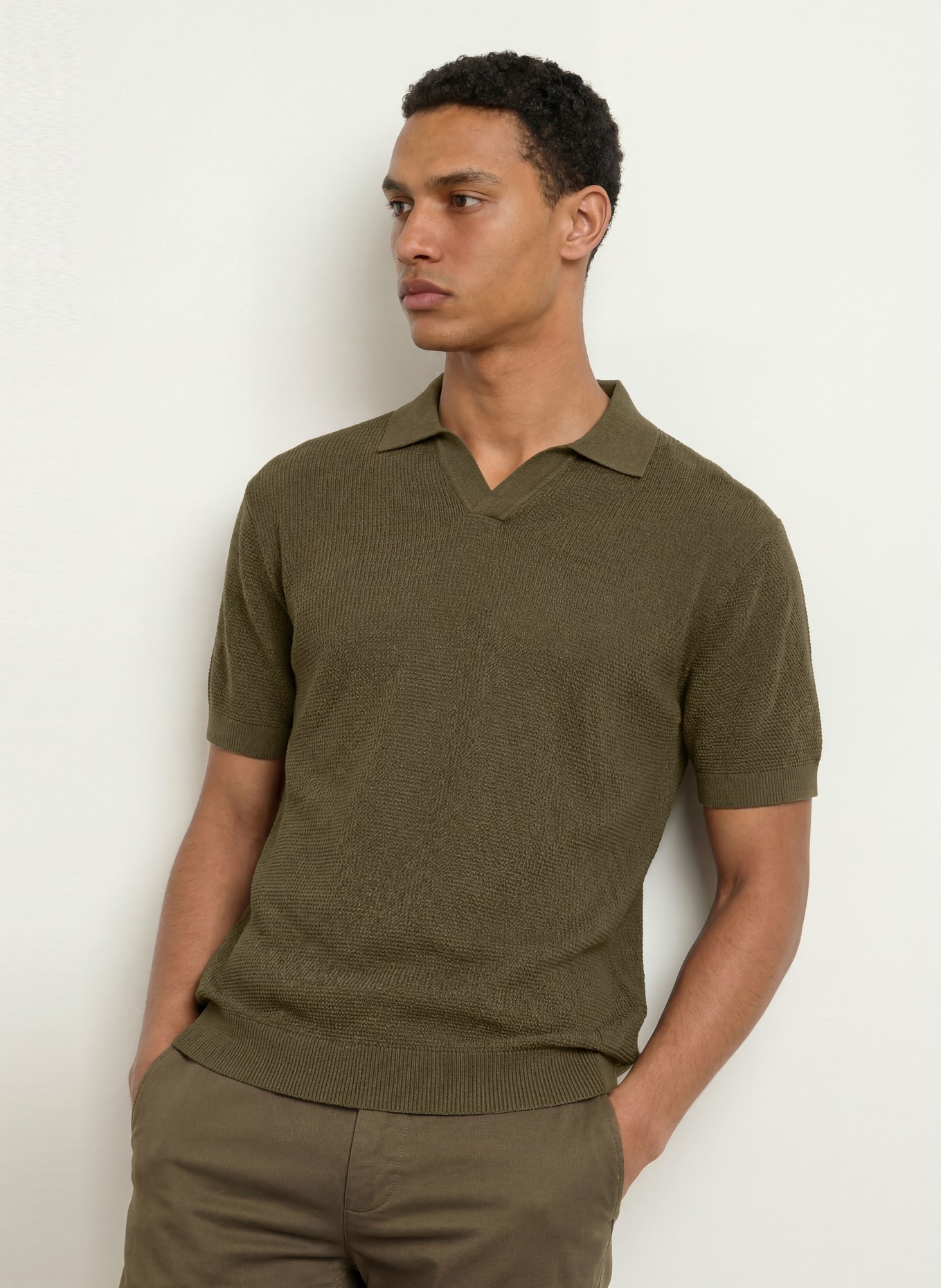 BOSS Polo en piqué KOCELLO: OLIVE