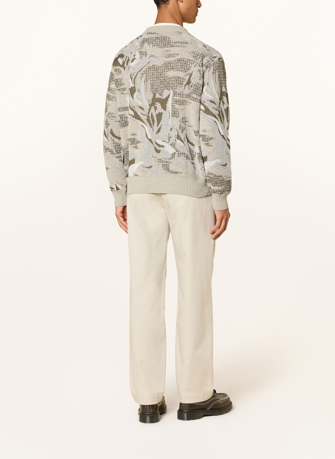 BOSS Sweter AFLORADO: KHAKI / BEŻOWY / BIAŁY