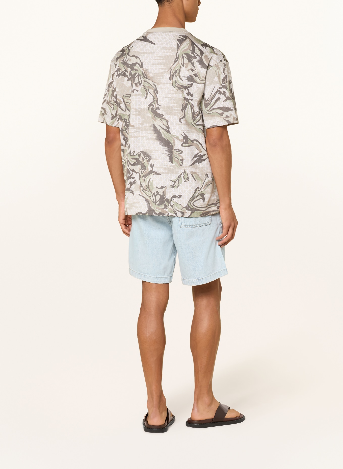BOSS T-Shirt BARB: BEIGE / DUNKELGRAU / OLIV