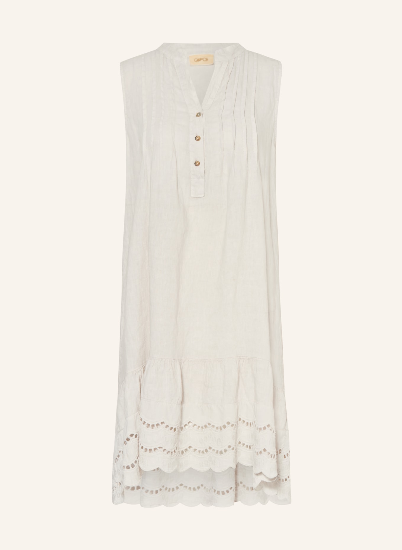 CARTOON Linen dress with eyelet lace: LIGHT GRAY