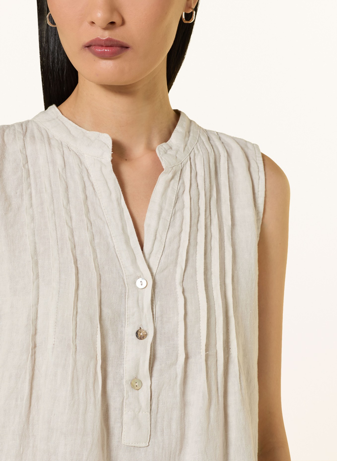 CARTOON Linen dress with eyelet lace: LIGHT GRAY