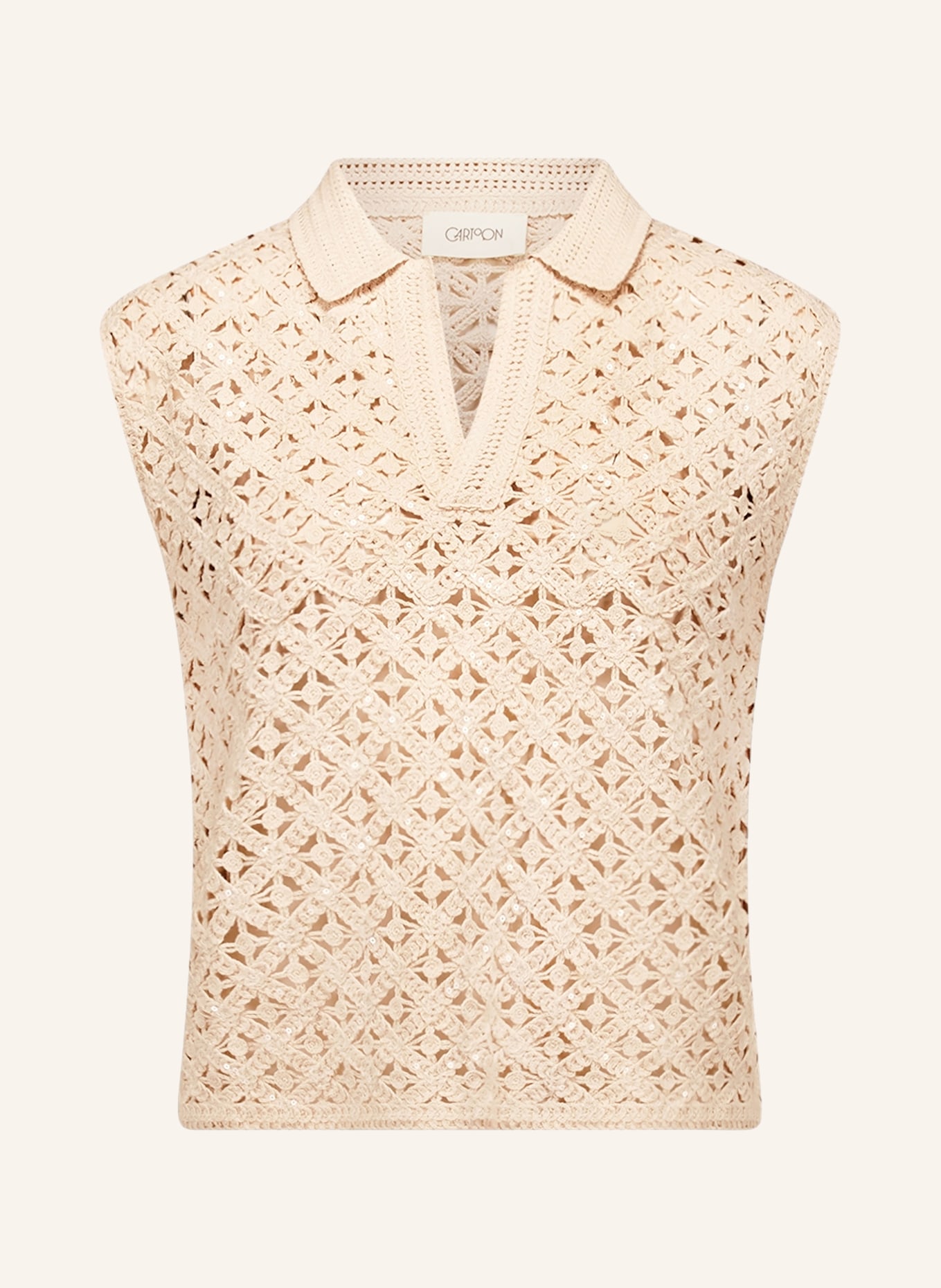 CARTOON Top au crochet avec paillettes: BEIGE