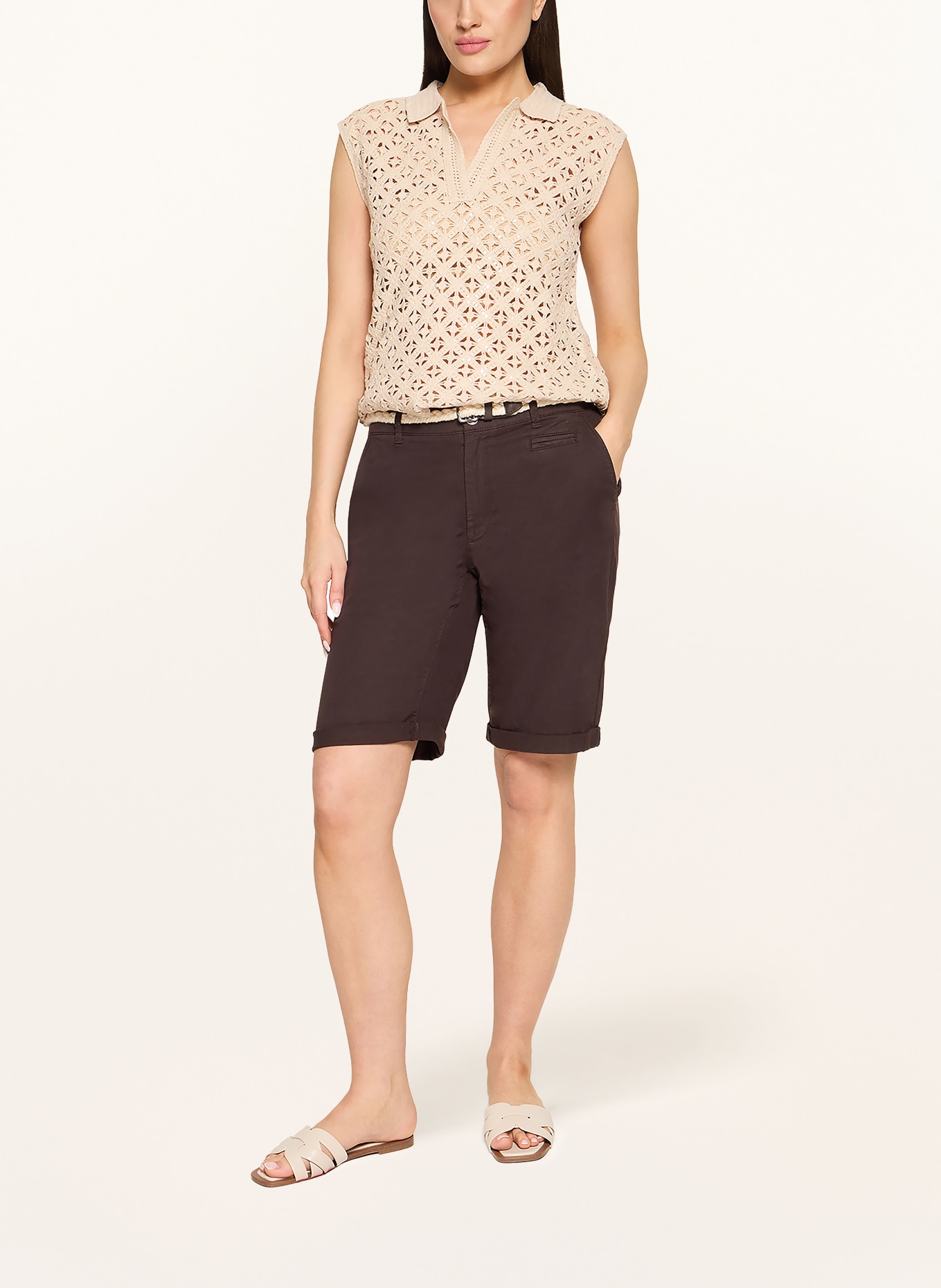 CARTOON Top au crochet avec paillettes: BEIGE