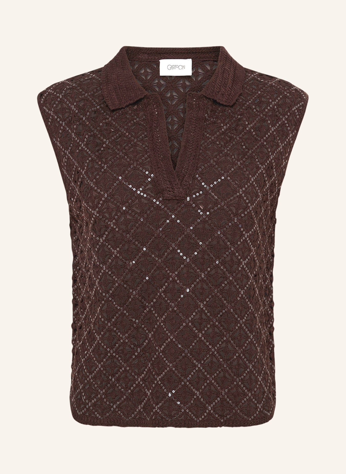 CARTOON Top au crochet avec paillettes: MARRON