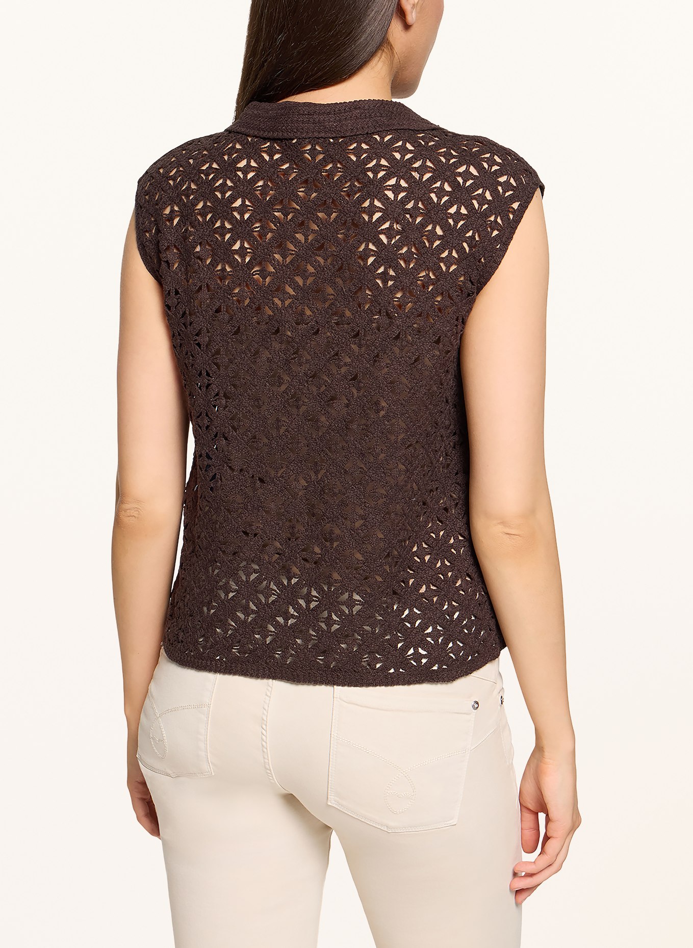 CARTOON Top au crochet avec paillettes: MARRON