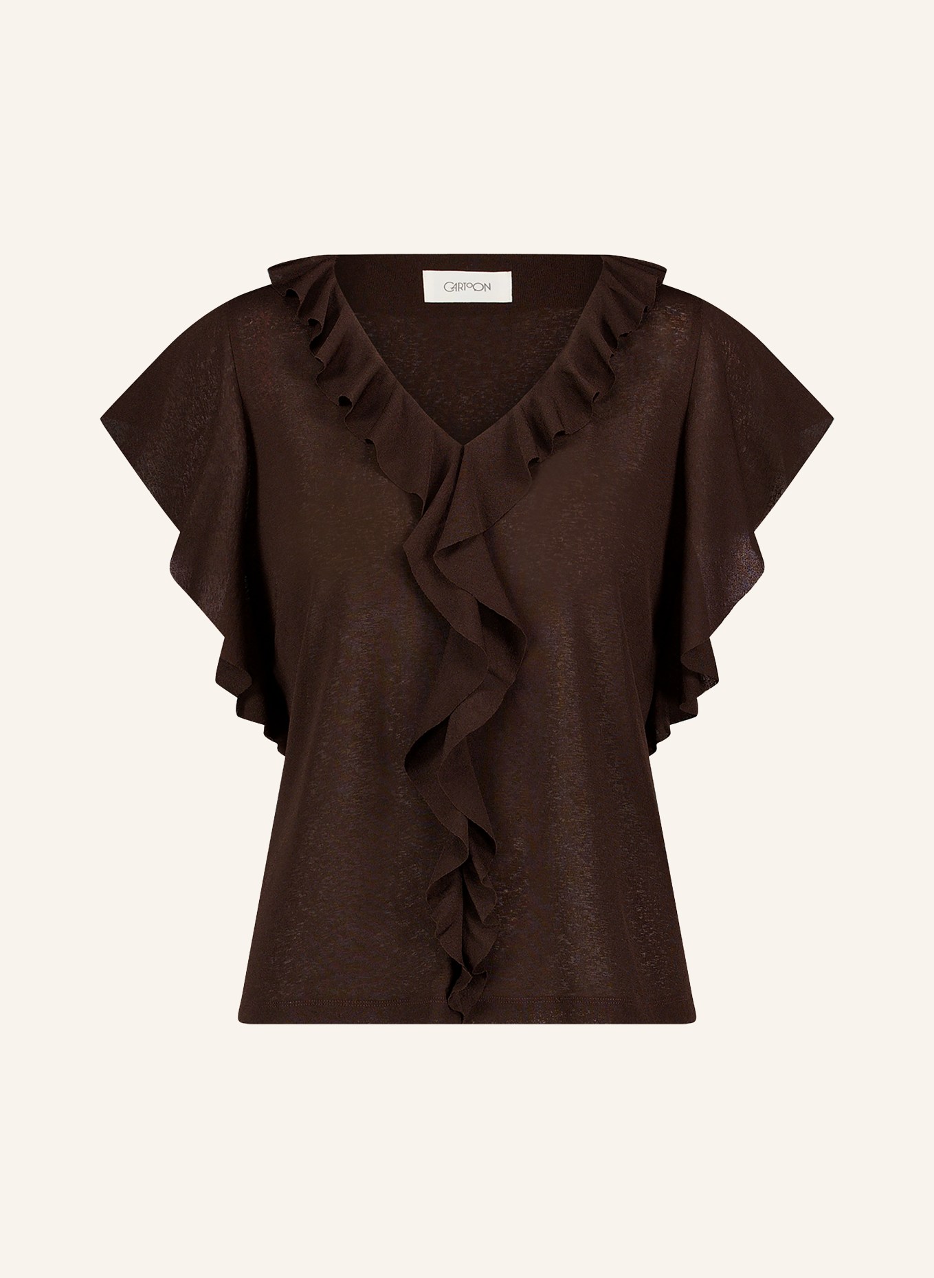 CARTOON Blusenshirt mit Volants: DUNKELBRAUN