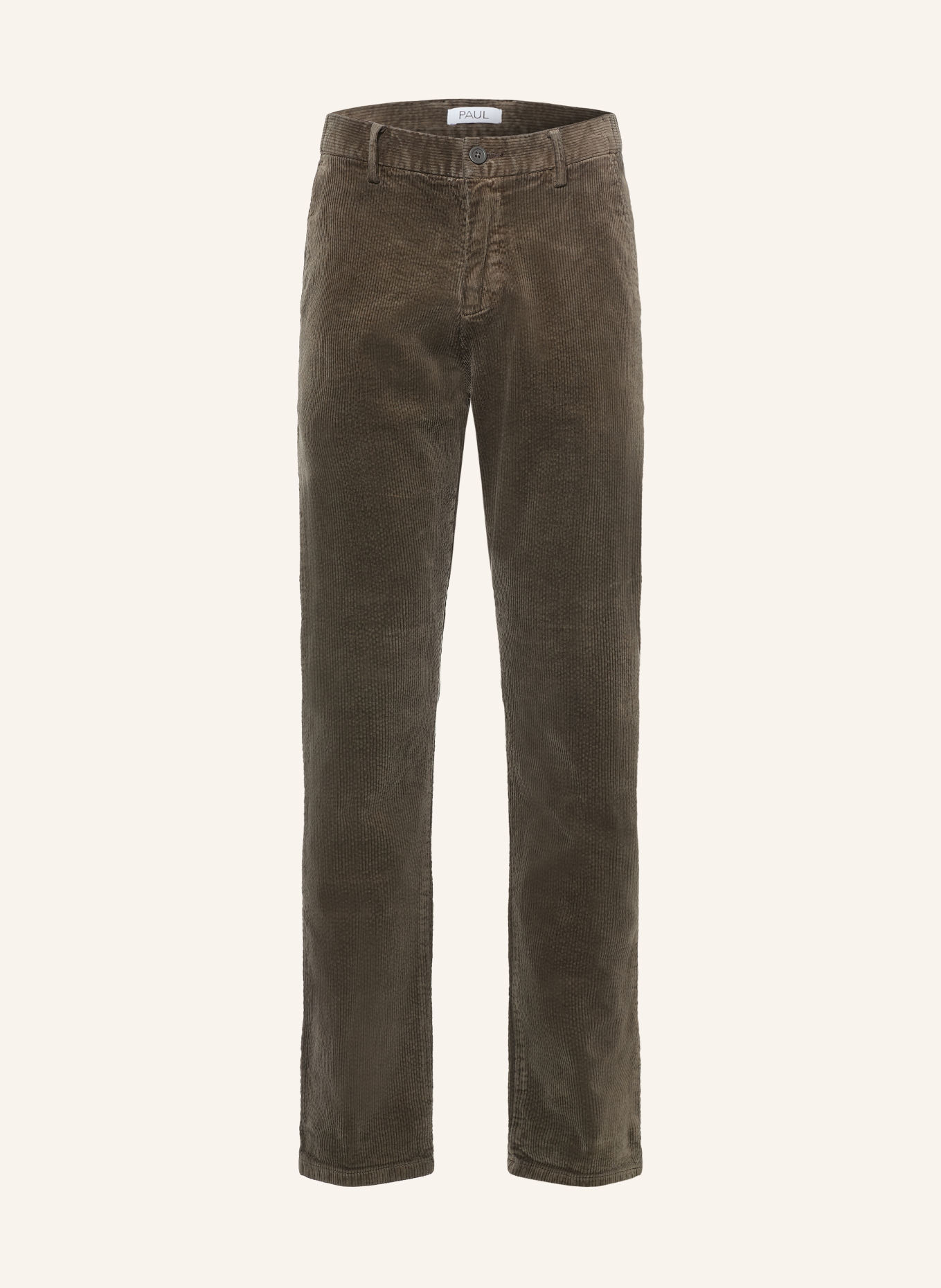 PAUL Pantalon en velours côtelé, coupe classique: OLIVE