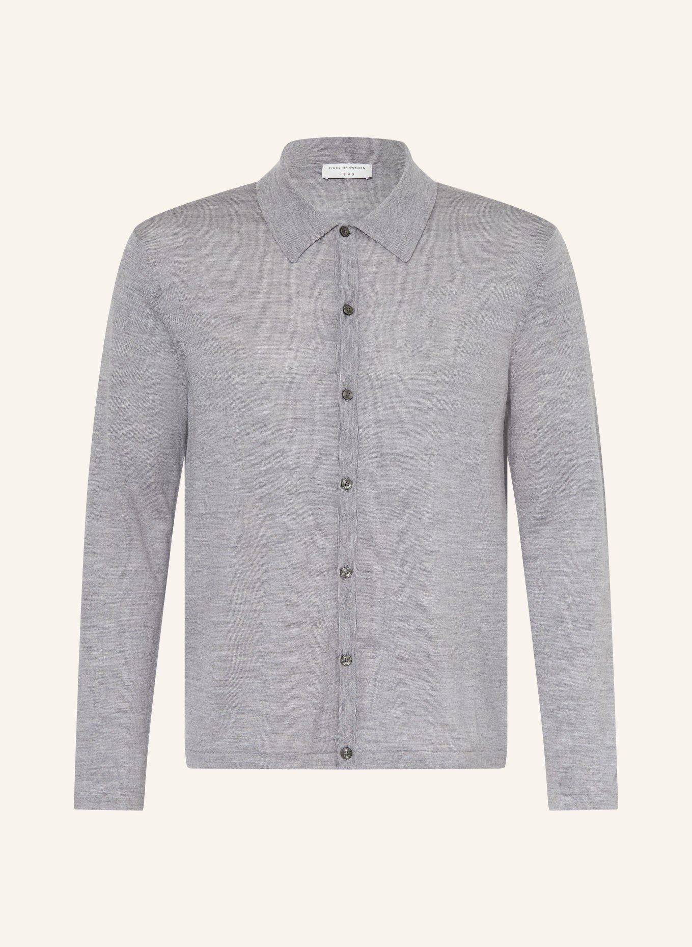 TIGER OF SWEDEN VERKLIN Comfort Fit Merino Wool Knit Shirt: GRAY