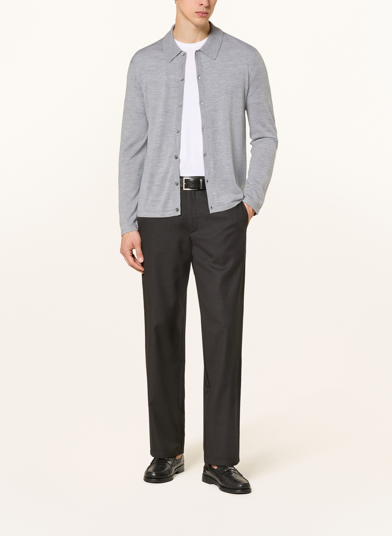 TIGER OF SWEDEN VERKLIN Comfort Fit Merino Wool Knit Shirt: GRAY
