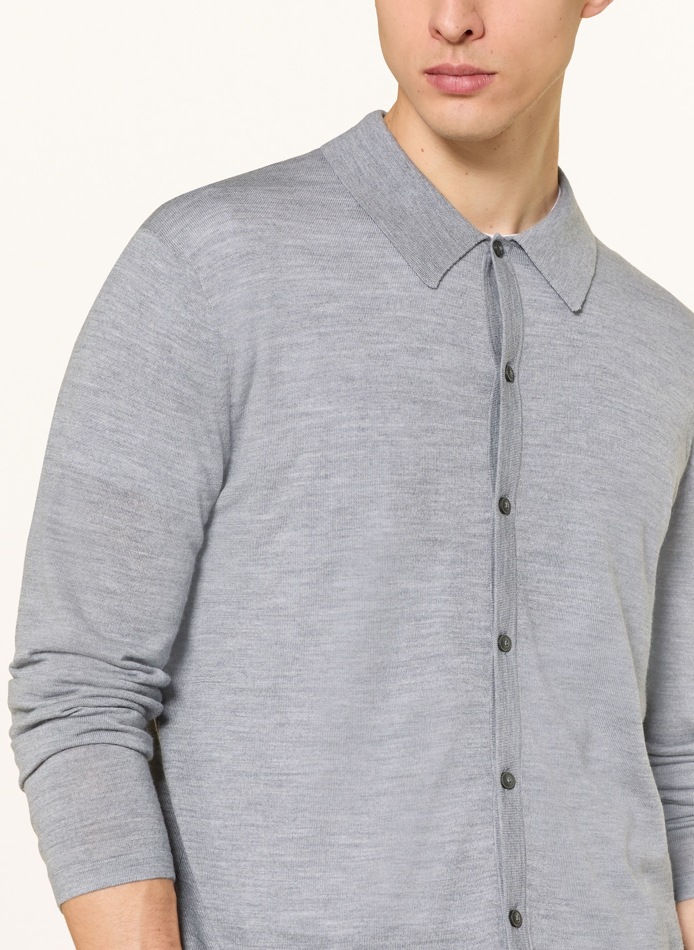 TIGER OF SWEDEN VERKLIN Comfort Fit Merino Wool Knit Shirt: GRAY