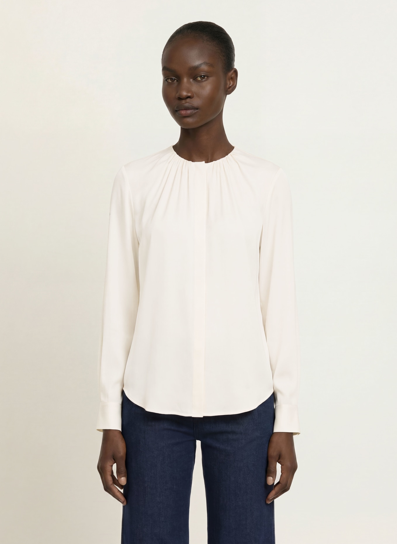 BOSS Blouse BANORAH avec de la soie: ÉCRU