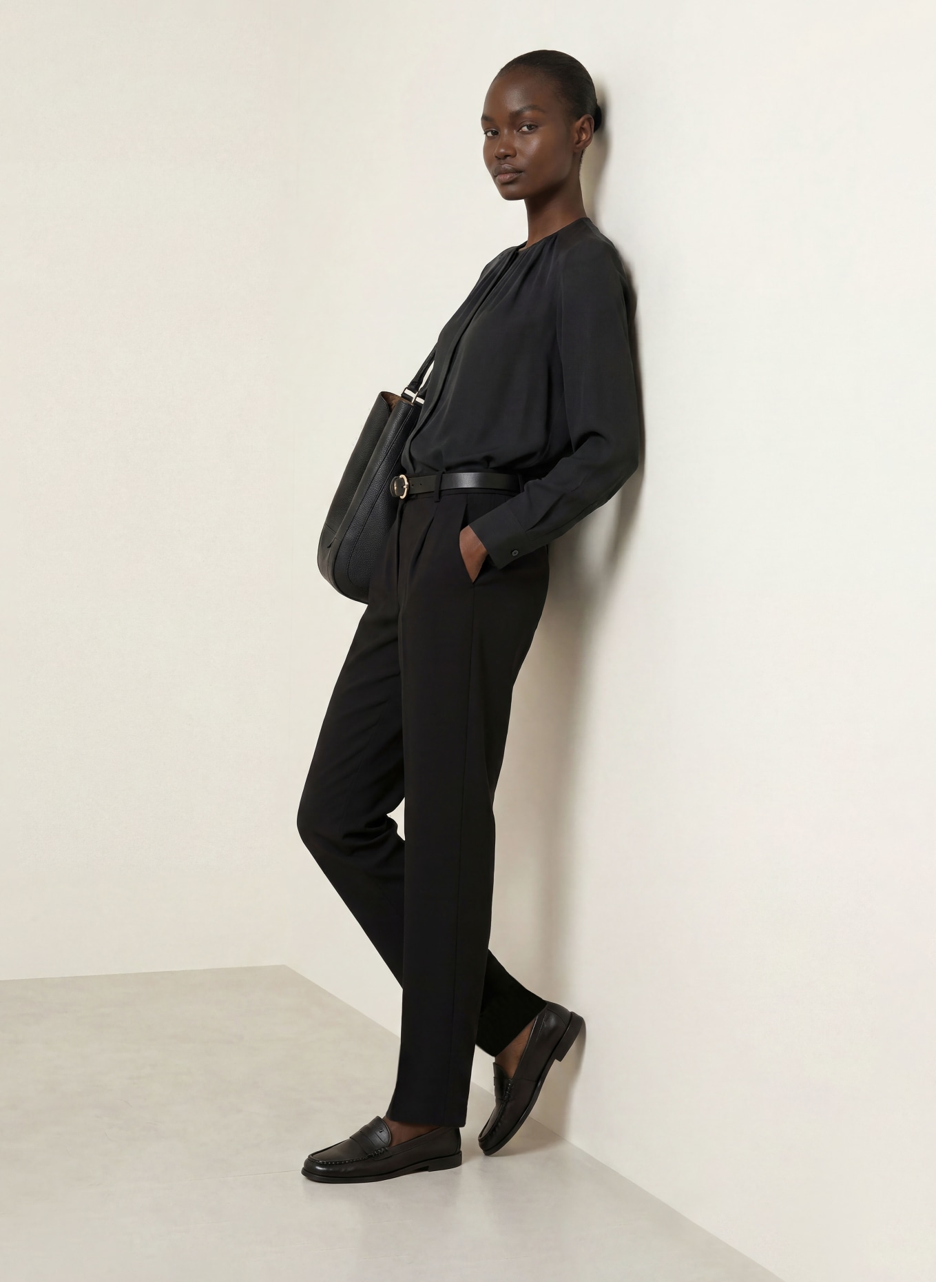 BOSS BANORAH Blouse with Silk: BLACK