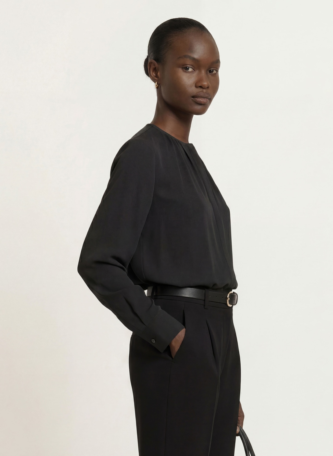 BOSS BANORAH Blouse with Silk: BLACK