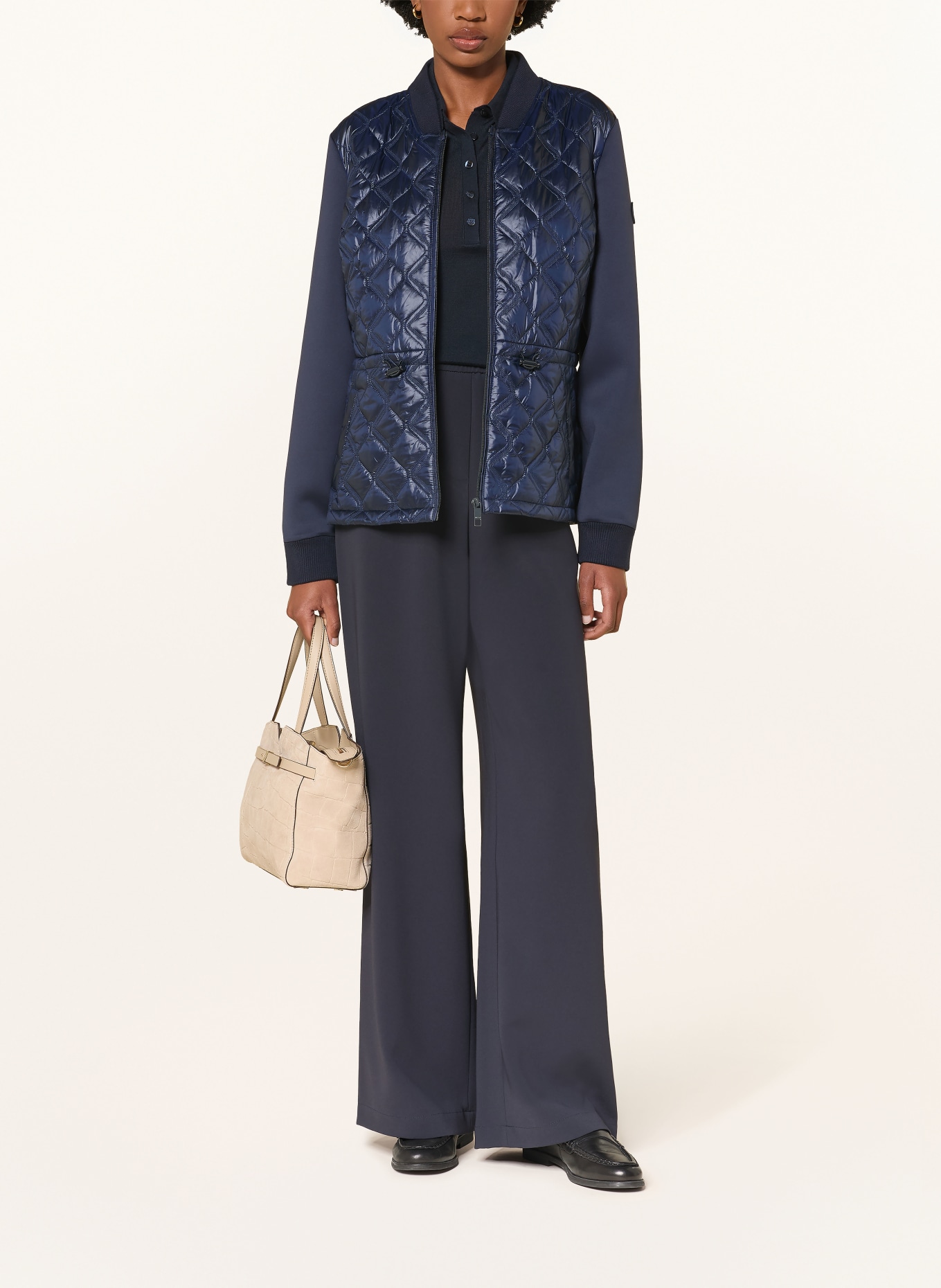 BOSS Steppjacke PRANAS im Materialmix: DUNKELBLAU