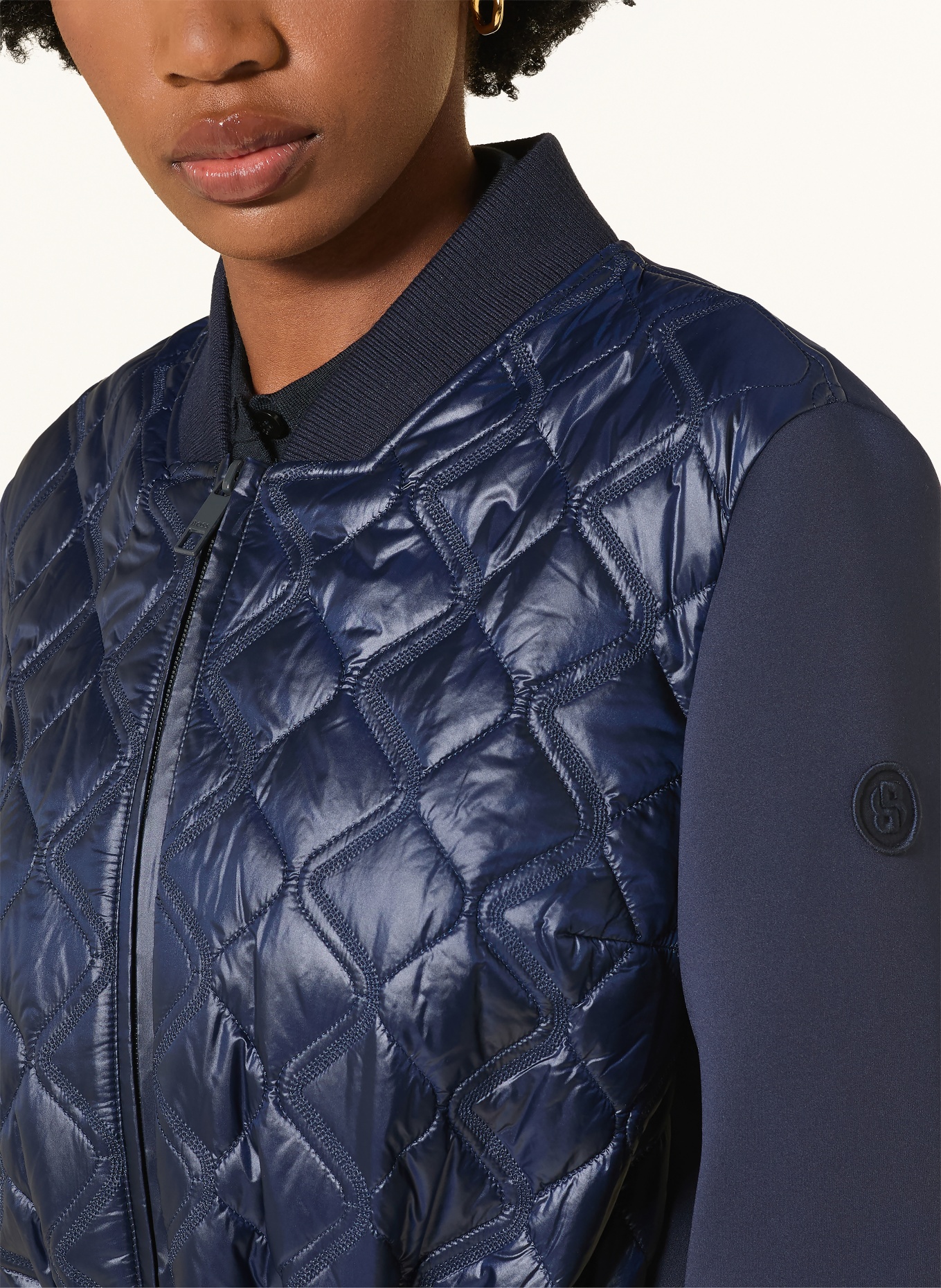 BOSS Steppjacke PRANAS im Materialmix: DUNKELBLAU