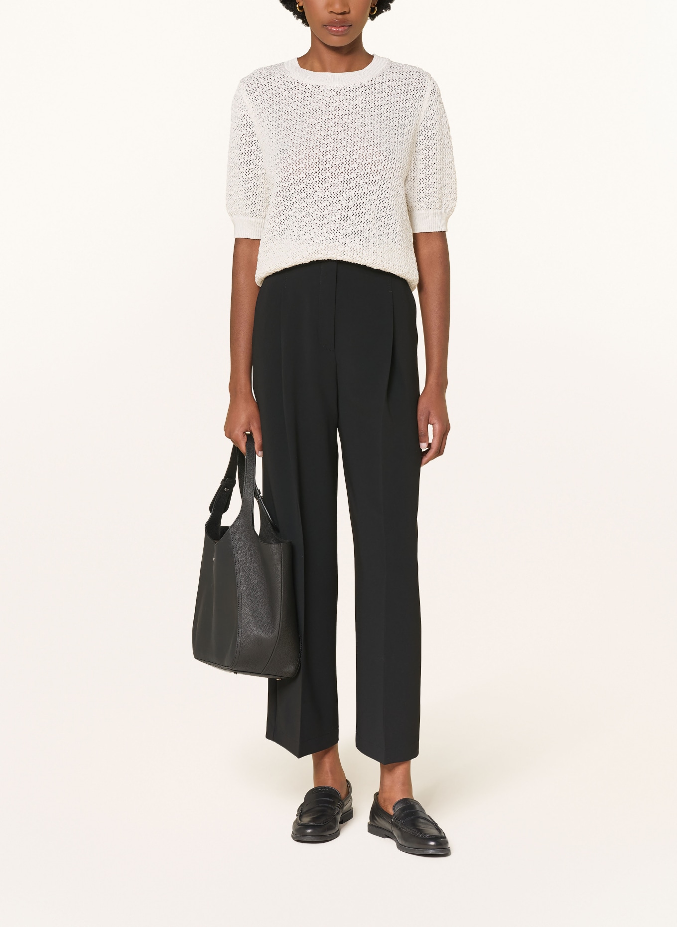 BOSS Strikbluse FOLEARIA: HVID