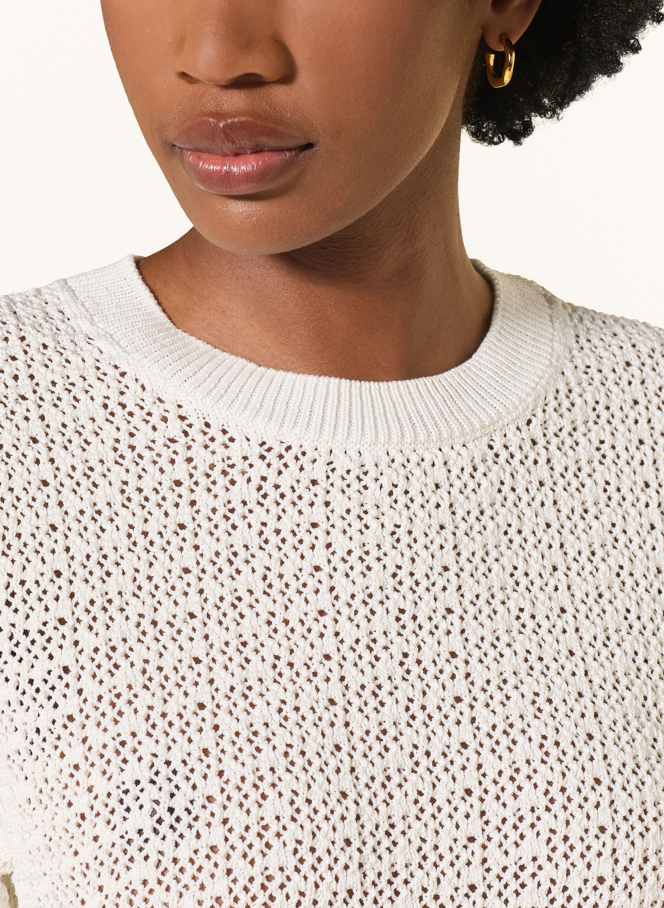 BOSS Strikbluse FOLEARIA: HVID