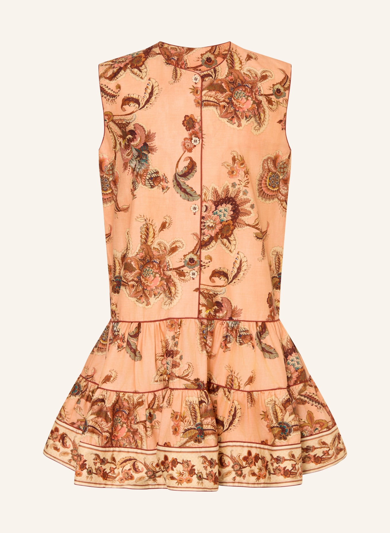 ZIMMERMANN Robe ASTER à volants: ORANGE / MARRON / VERT