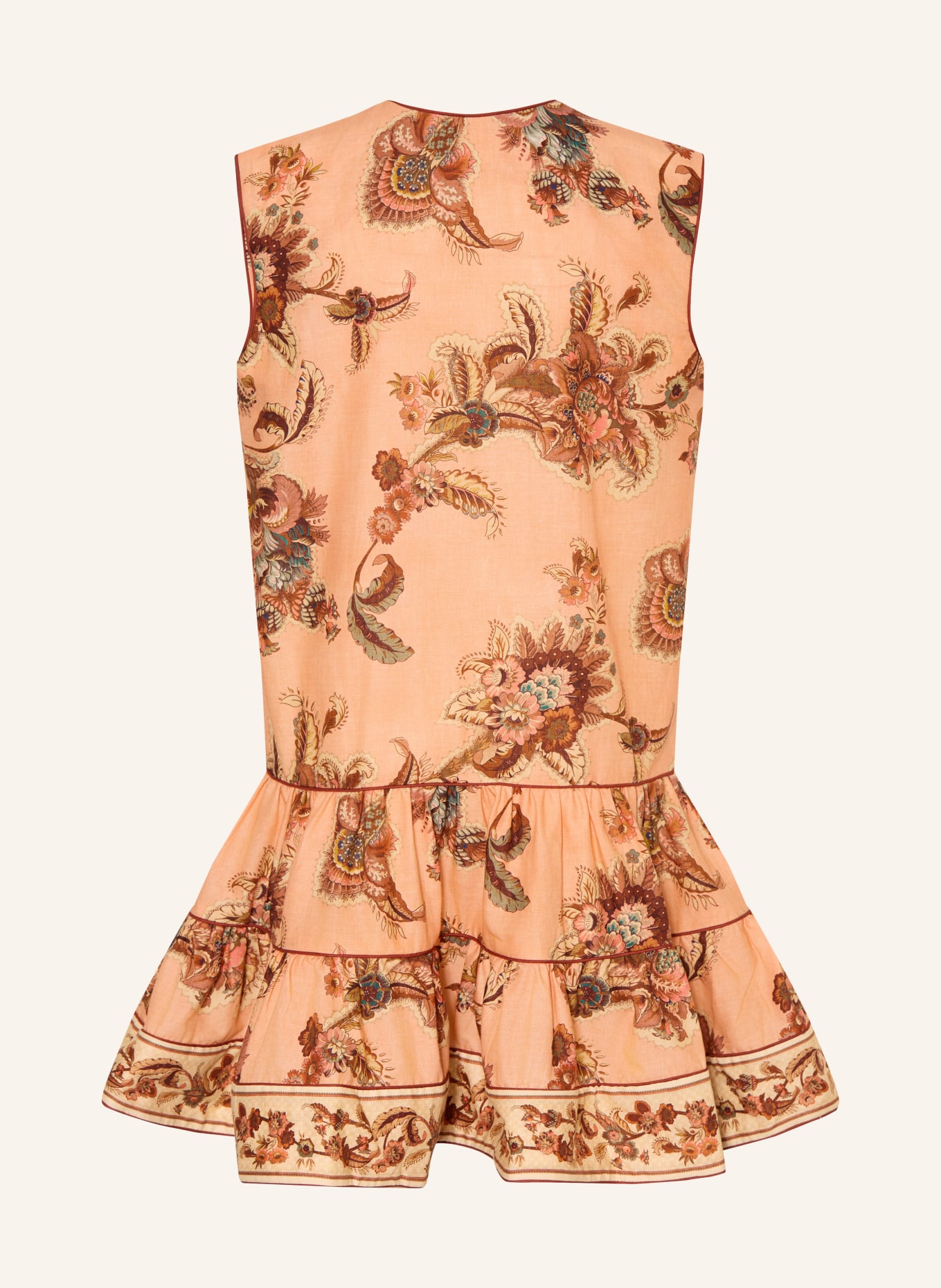 ZIMMERMANN Robe ASTER à volants: ORANGE / MARRON / VERT
