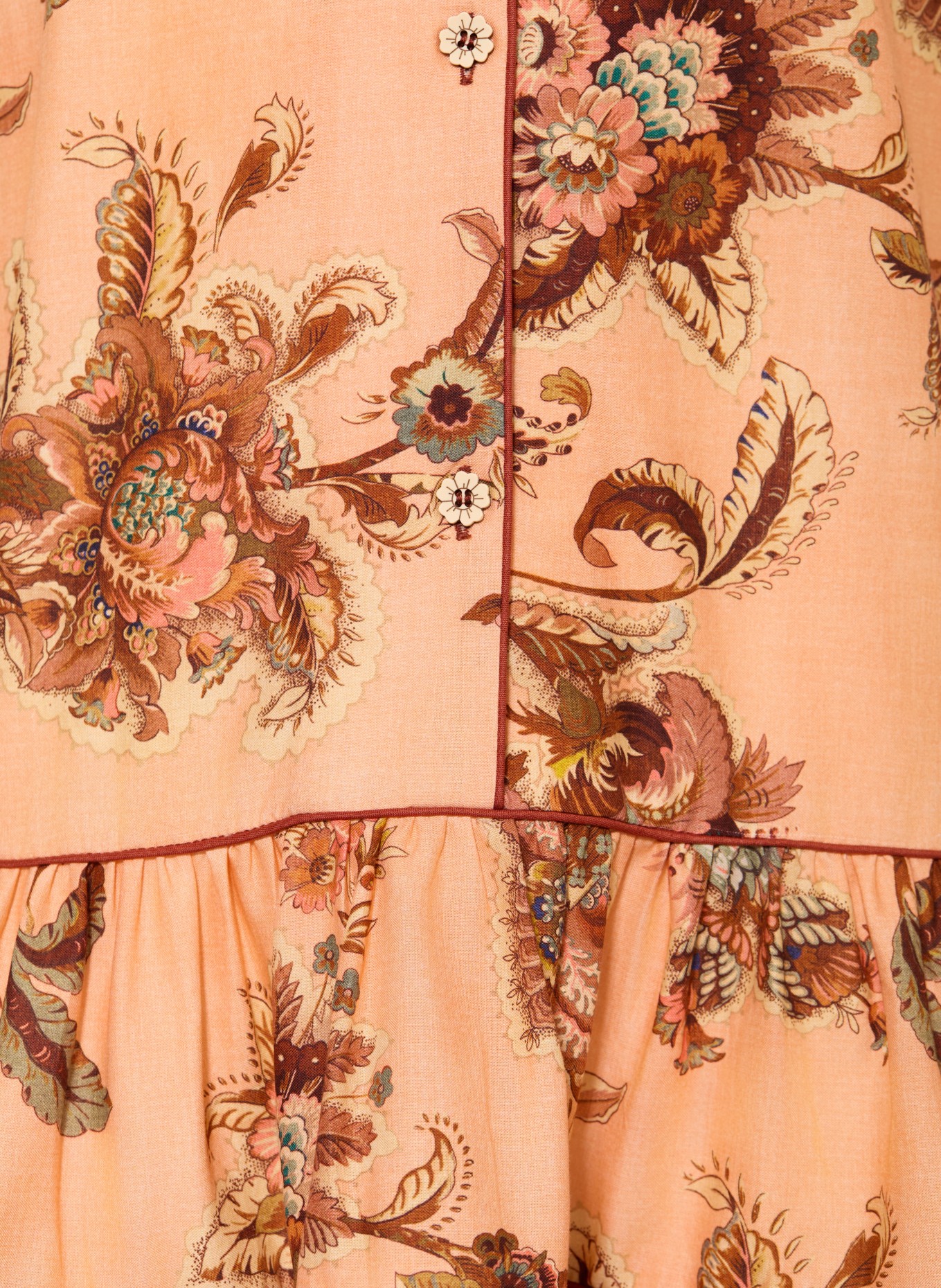 ZIMMERMANN Robe ASTER à volants: ORANGE / MARRON / VERT