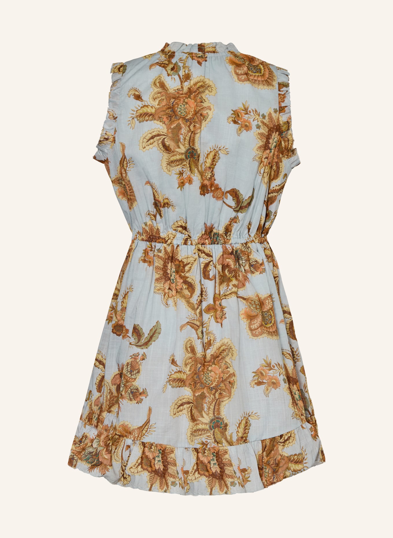 ZIMMERMANN Robe ASTER à volants: BLEU GRIS / COGNAC / GROEN