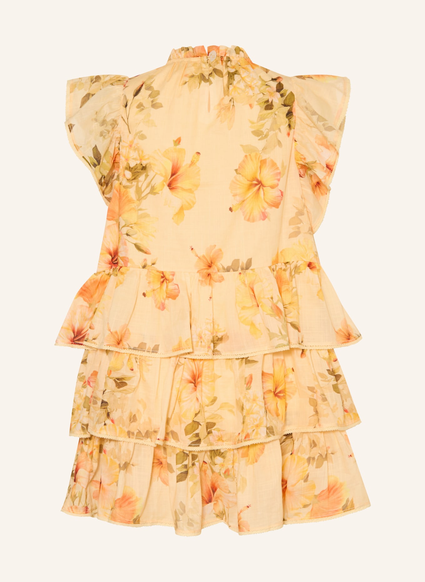 ZIMMERMANN Robe MAHON avec dentelle et volants: JAUNE / ORANGE / VERT