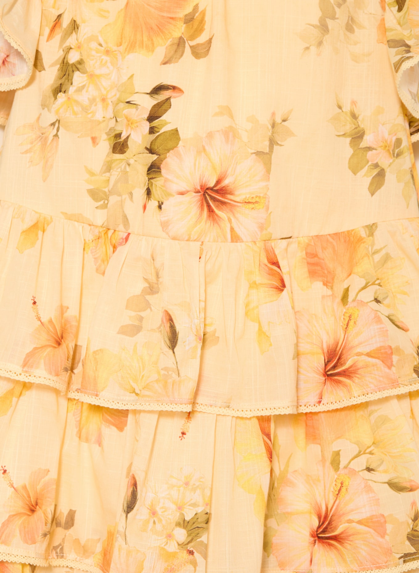 ZIMMERMANN Robe MAHON avec dentelle et volants: JAUNE / ORANGE / VERT
