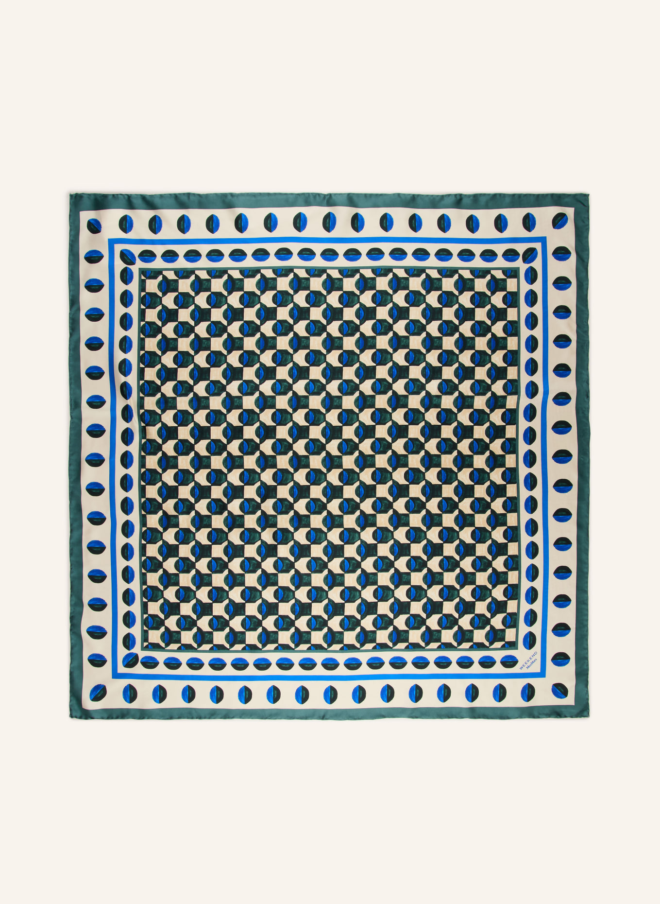 WEEKEND Max Mara ONESTO Silk Scarf: BEIGE / DARK GREEN / BLUE