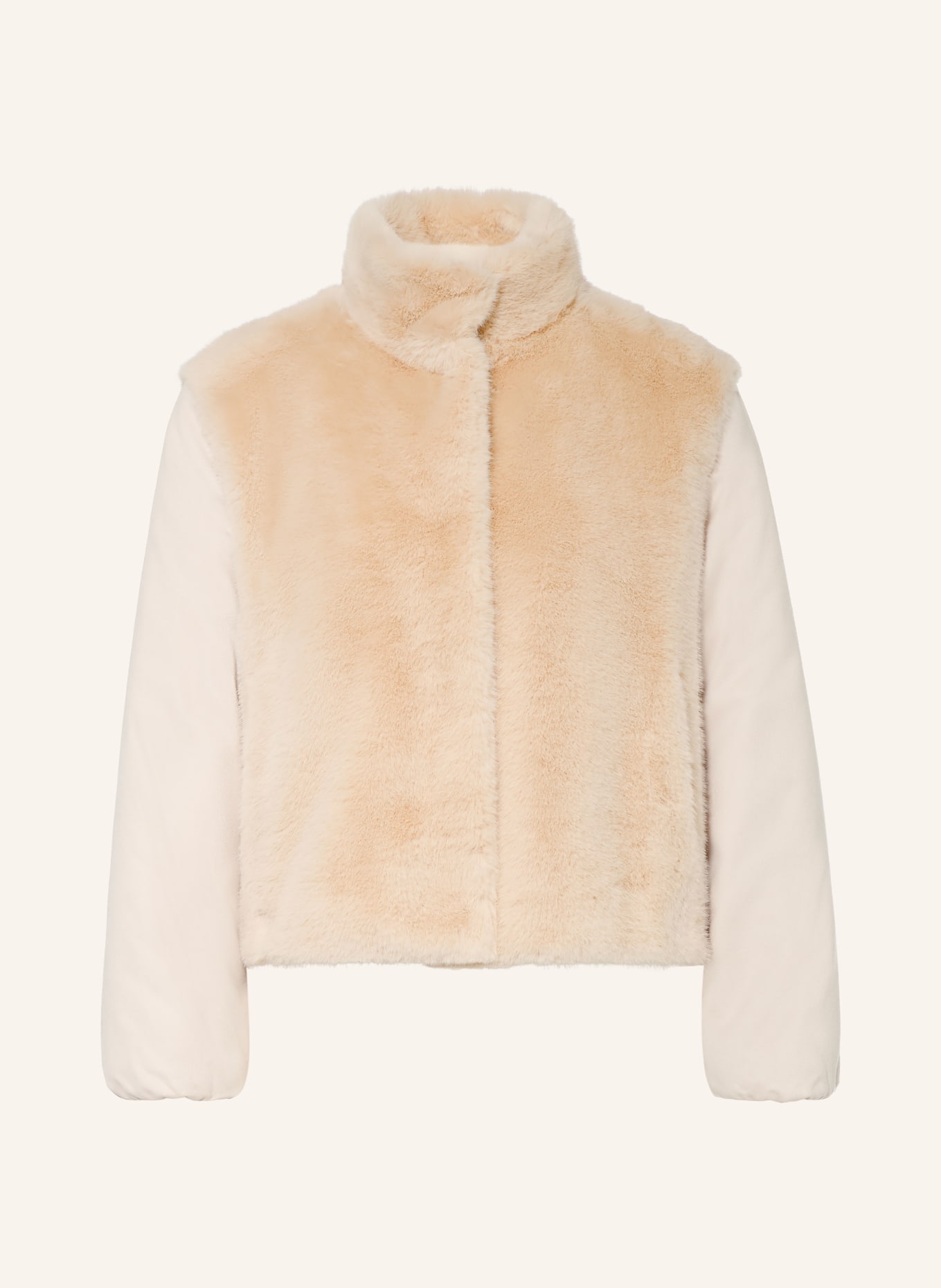 HERNO Kunstbontjas in gemengde materialen: BEIGE / ECRU