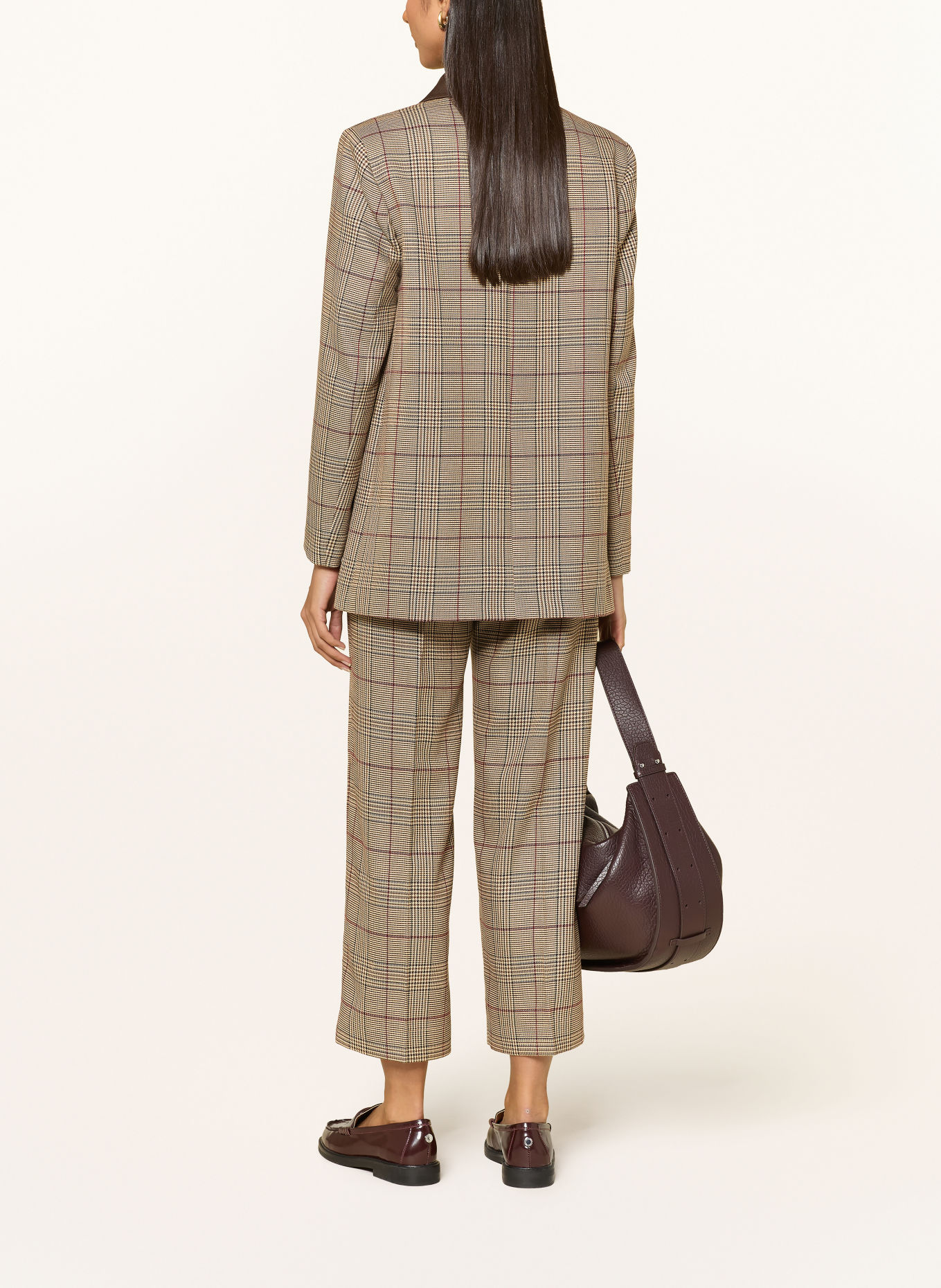 ELENA MIRO Pantalon 7/8: BEIGE / MARRON FONCÉ / ROUGE FONCÉ