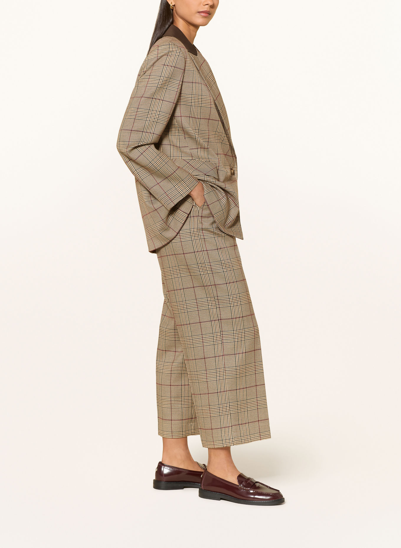 ELENA MIRO Pantalon 7/8: BEIGE / MARRON FONCÉ / ROUGE FONCÉ